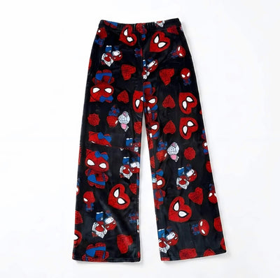 Hello kitty and spiderman black pyjama pants