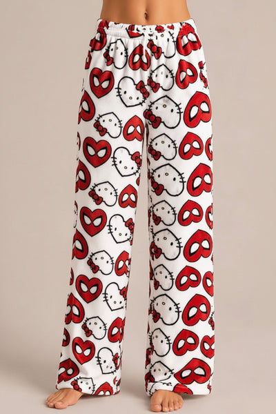 Hello kitty and spiderman white pyjama pants