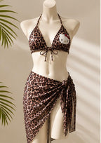 Leopard Print Hello Kitty Bikini & Sarong