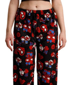 Hello kitty and spiderman black pyjama pants