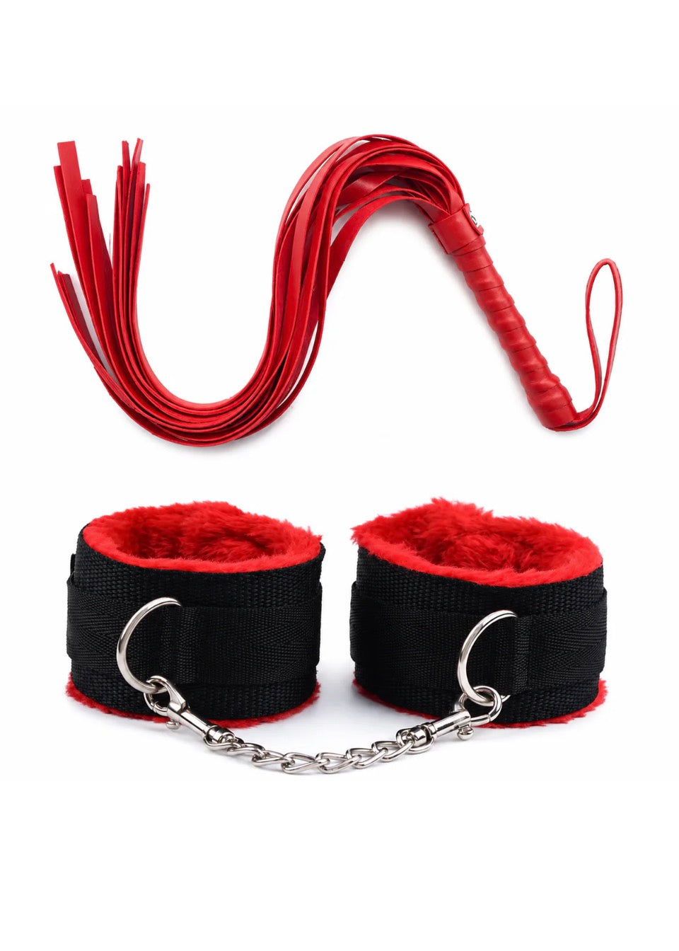 Red Fluffy Cuff & Whip Set