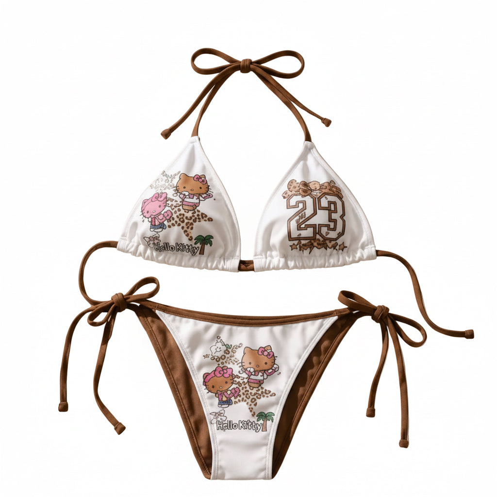 Hello Kitty Brown & White Bikini