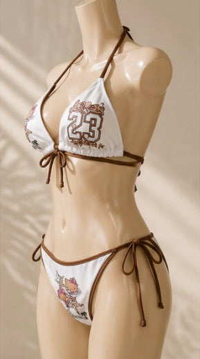 Hello Kitty Brown & White Bikini