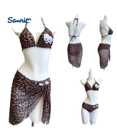 Leopard Print Hello Kitty Bikini & Sarong