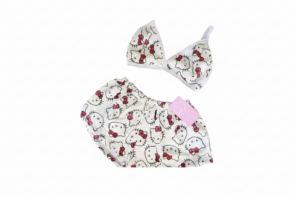 HK White Cute Two Piece Set