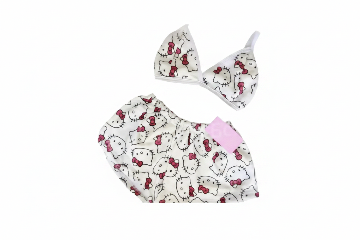 HK White Cute Two Piece Set