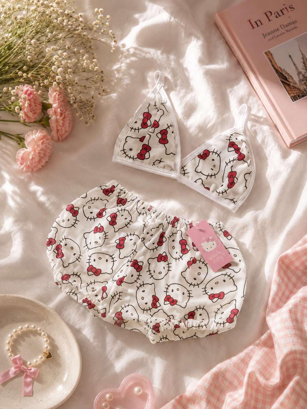 HK White Cute Two Piece Set